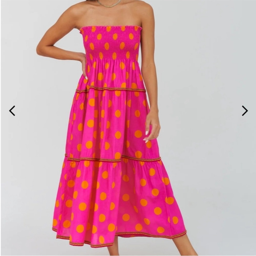 Pitusa Pink Strapless Polka Dot Dress